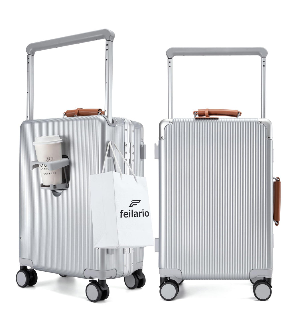 Luxury rolling suitcase with TSA lock and cup holder