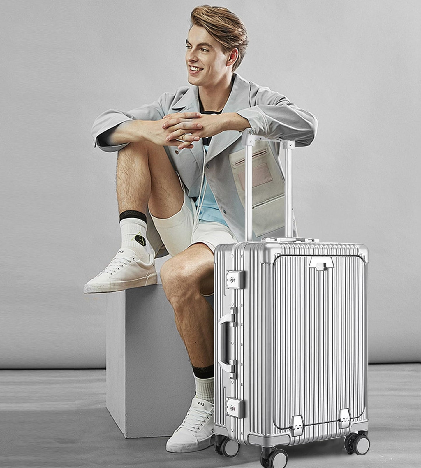 Aluminum alloy frame PC hard shell universal wheel aviation luggage