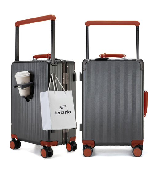 Luxury rolling suitcase with TSA lock and cup holder