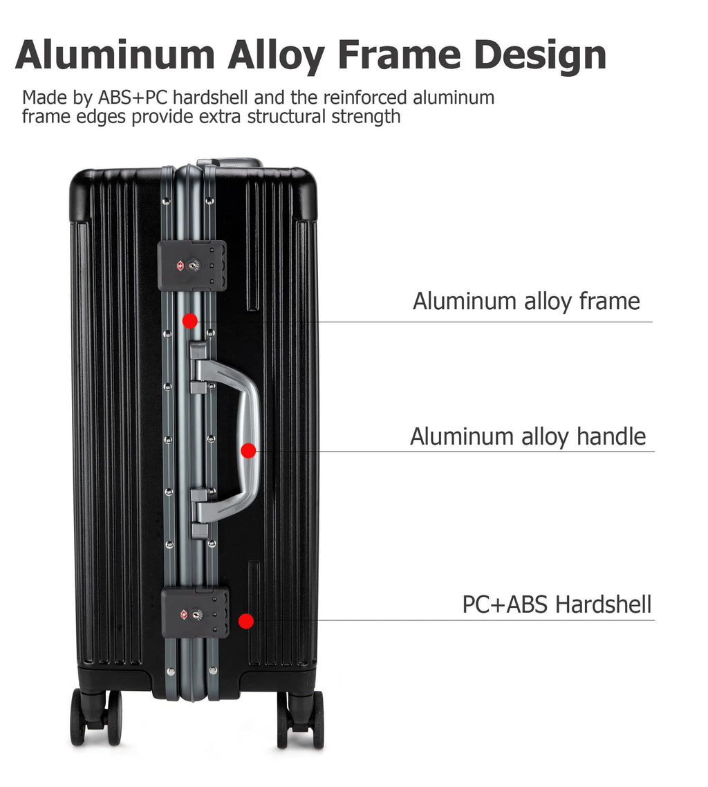 Aluminum alloy frame PC hard shell universal wheel aviation luggage