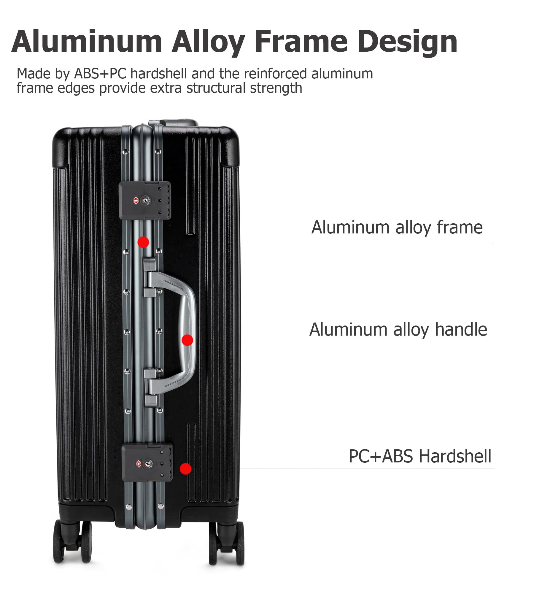 Aluminum alloy frame PC hard shell universal wheel aviation luggage
