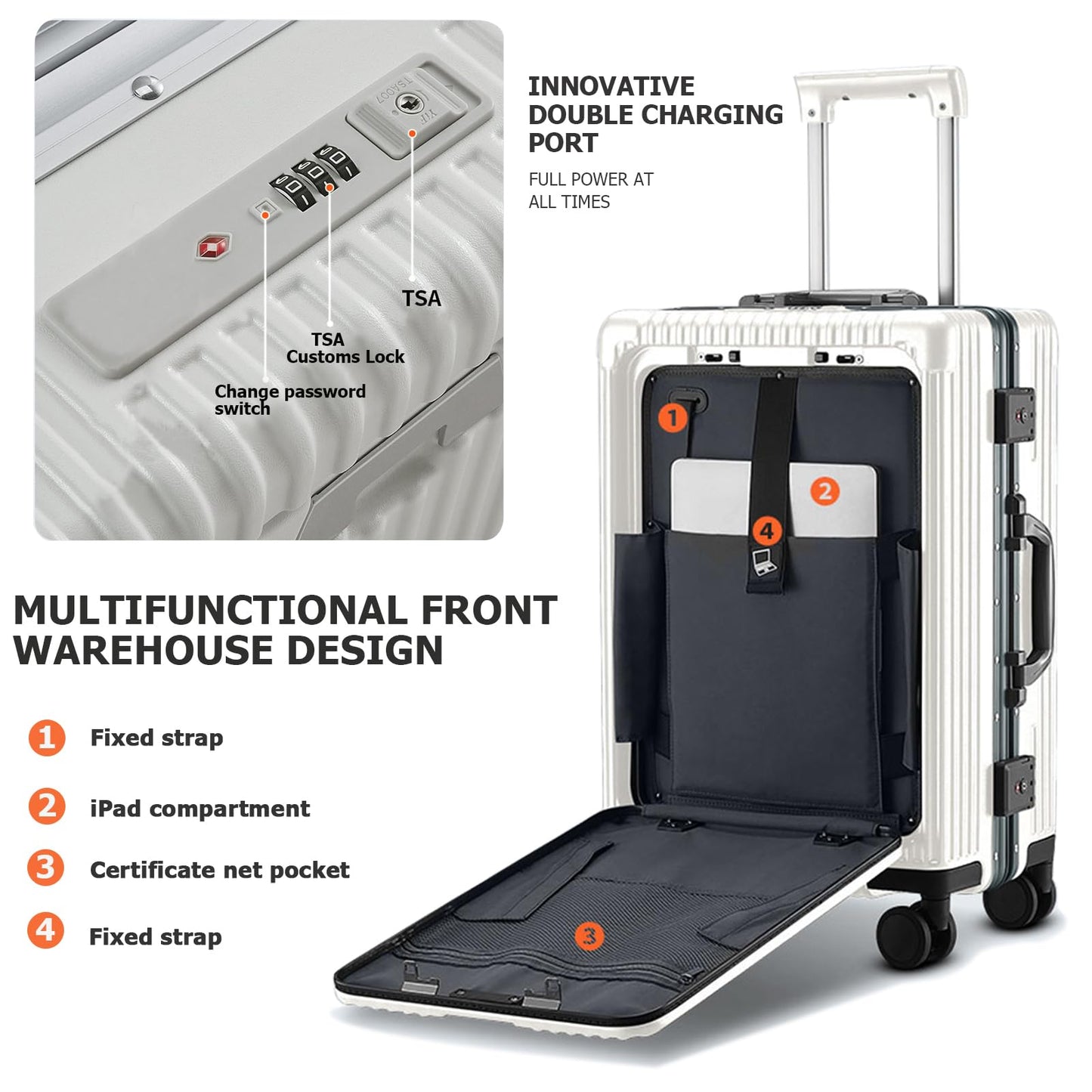 Aluminum alloy frame PC hard shell universal wheel aviation luggage